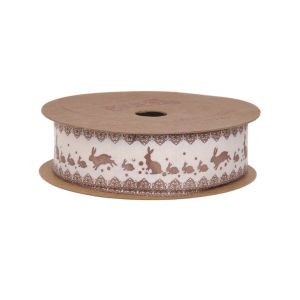 Wstążka dekoracyjna Canea 20mm x 10m, Kremowa w zajączki
